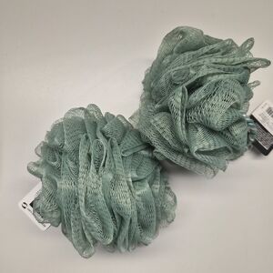 Exfoliating Shower Loofah Bath Pouf Sponge Set of 2 Green